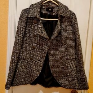 H & M winter white and black jacket Size 10
